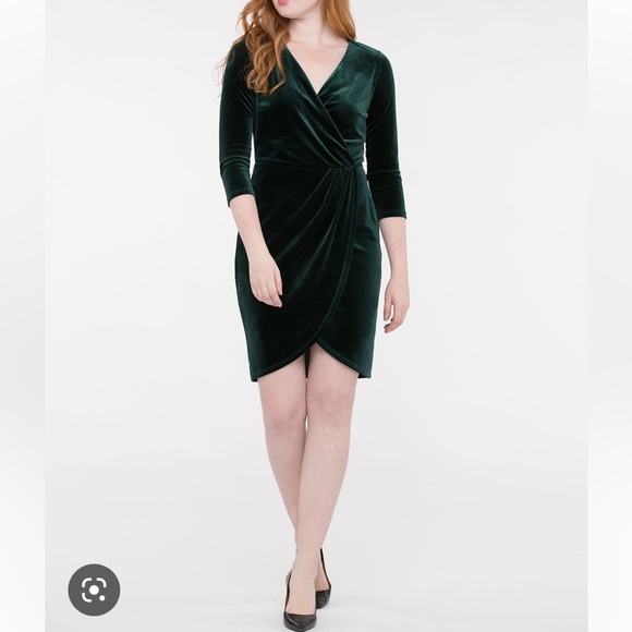Ricki’s Deep Green Faux Wrap Dress - Picture 1 of 11